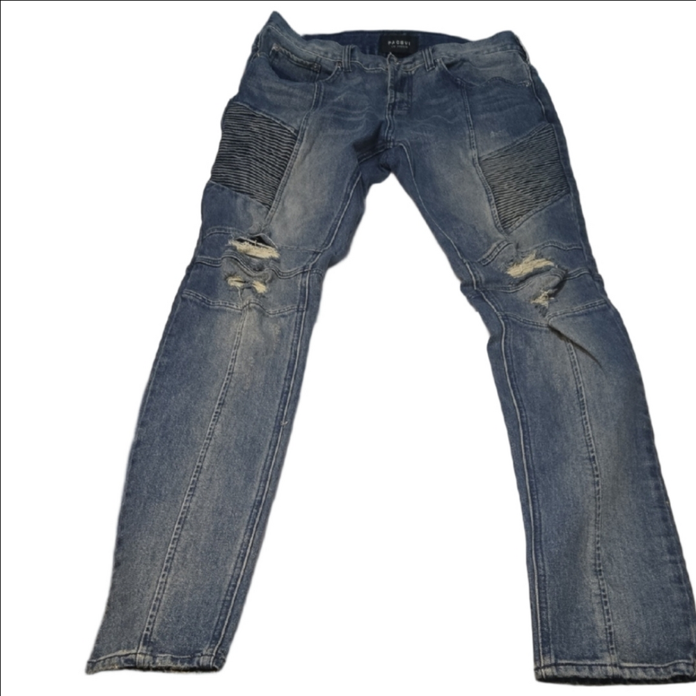 PacSun Men's Blue Distressed Comfort Stretch Skinny Jeans Size 32 X 32